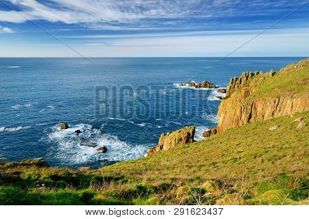 Rough And Rocky Shore Near Land's End, The Most Westerly Point Of England, Cornwall