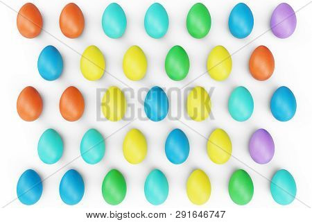 Pattern Colorful Easter Eggs, Pastel Color, Multi Color Eggs: Pink, Blue, Geen, Orange, Yellow. Conc