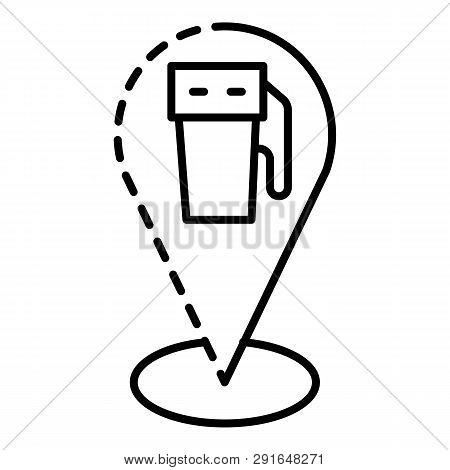 Gas Station Map Location Icon. Outline Gas Station Map Location Icon For Web Design Isolated On Whit