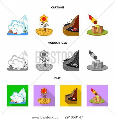 Vector Design Of Weather And Distress Logo. Set Of Weather And Crash Vector Icon For Stock.