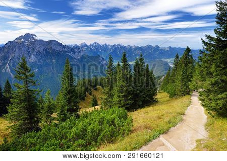 Picturesque Views From The Tegelberg Mountain, A Part Of Ammergau Alps, Located Nead Fussen Town