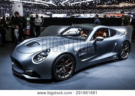 Geneva, Switzerland - March 10, 2019: Sportscar Puritalia Berlinetta Presented At The Annual Geneva 