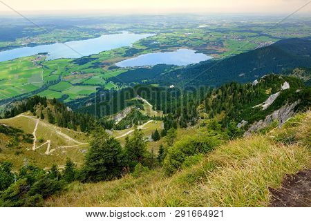 Picturesque Views From The Tegelberg Mountain, A Part Of Ammergau Alps, Located Nead Fussen Town