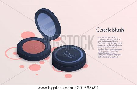 Cheek Blush Concept Background. Isometric Illustration Of Cheek Blush Concept Background For Web Des