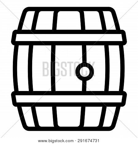 Wood Whiskey Barrel Icon. Outline Wood Whiskey Barrel Vector Icon For Web Design Isolated On White B