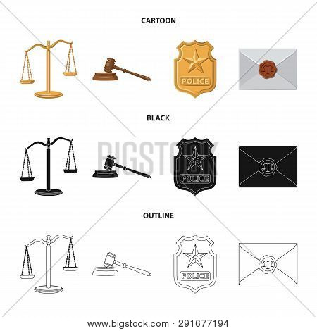 Isolated Object Of Law And Lawyer Icon. Set Of Law And Justice Stock Vector Illustration.