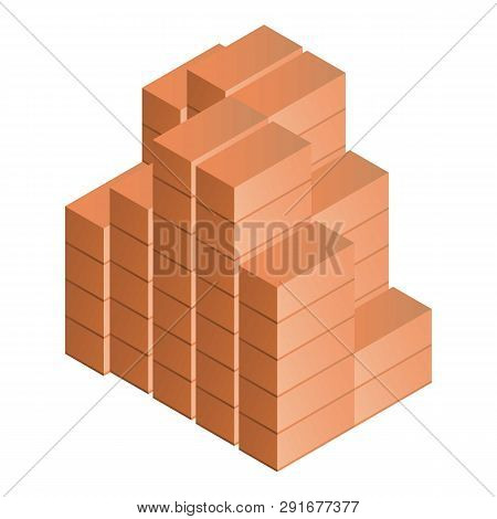 Stack Of Brick Icon. Isometric Of Stack Of Brick Vector Icon For Web Design Isolated On White Backgr