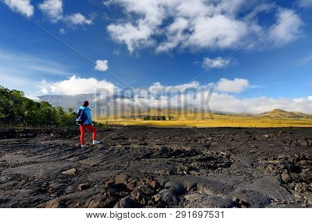 Rough Surface Of Frozen Lava After Mauna Loa Volcano Eruption On Big Island, Hawaii, Usa