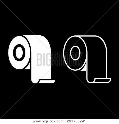 Toilet Paper Roll Rouleau Kitchen Paper Paper Roll Icon Set White Color Vector Illustration Flat Sty