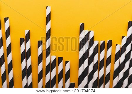 Tubules For Cocktails On A Yellow Background.
Festive Background. Greeting Card.