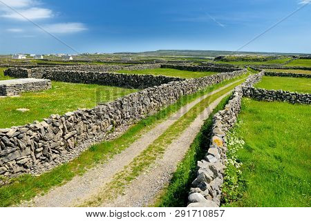 Inishmore Or Inis Mor, The Largest Of The Aran Islands In Galway Bay, Ireland. Famous For Its Strong