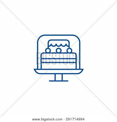 Cake Stand Line Icon Concept. Cake Stand Flat  Vector Symbol, Sign, Outline Illustration.