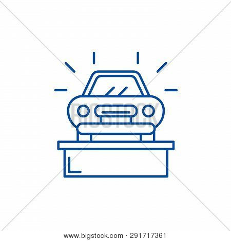 Car Showroom Line Icon Concept. Car Showroom Flat  Vector Symbol, Sign, Outline Illustration.