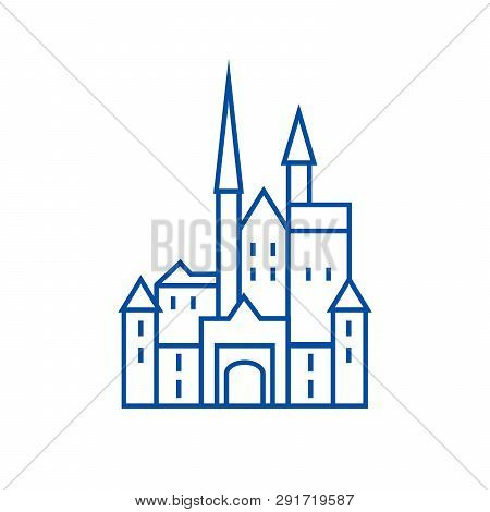Castle In Germany Line Icon Concept. Castle In Germany Flat  Vector Symbol, Sign, Outline Illustrati