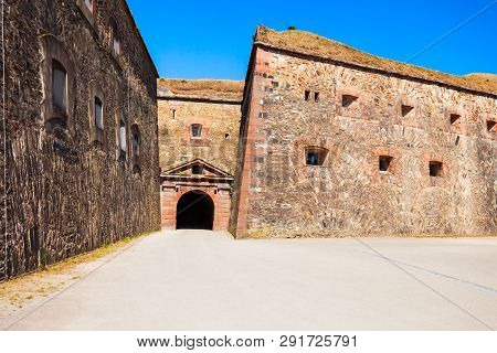 Ehrenbreitstein Fortress In Koblenz. Koblenz Is City On Rhine, Joined By Moselle River.