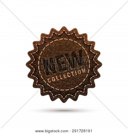 New Label Sticker Leather Imitation Texture. Isolated Vector Illustration