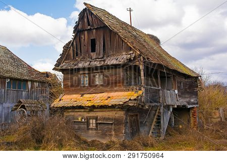 An Abandoned Traditional Wooden House In The Small Village Of Suvoj In Sisak-moslavina County, Centr