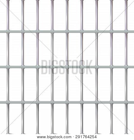 Realistic Background Prison Iron Interior. Jail Cells Modern With Bars. Banner Vector Detailed Illus