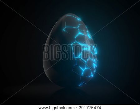 Easter Egg. Alien With Glowing Cracks. 3d Illustration