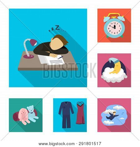 Vector Illustration Of Dreams And Night Symbol. Collection Of Dreams And Bedroom Stock Symbol For We