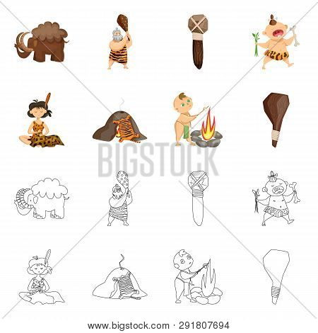 Vector Design Of Evolution  And Prehistory Icon. Set Of Evolution  And Development  Stock Vector Ill