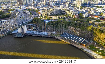 Brisbane, Australia - February 22 2019: Arial View Looking Down On The Story Bridge And The Howard S
