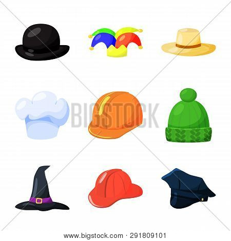 Vector Illustration Of Headgear And Napper Logo. Set Of Headgear And Helmet Stock Symbol For Web.