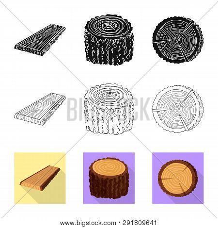 Vector Design Of Tree   And Raw  Icon. Set Of Tree   And Construction Vector Icon For Stock.