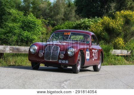 Pesaro Colle San Bartolo , Italy - May 17 - 2018 : Maserati A6 1500 Berlinetta Pinin Farina 1949 On 
