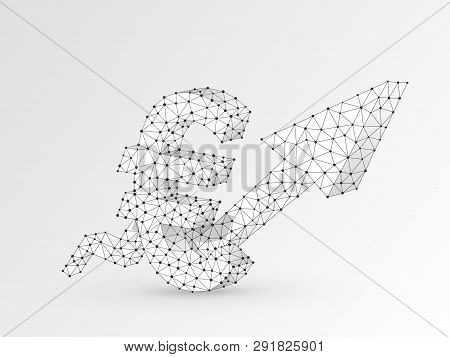 Growth Arrow Chart. Business Technological Polygonal Euro Currency Vector Origami 3d Illustration. L