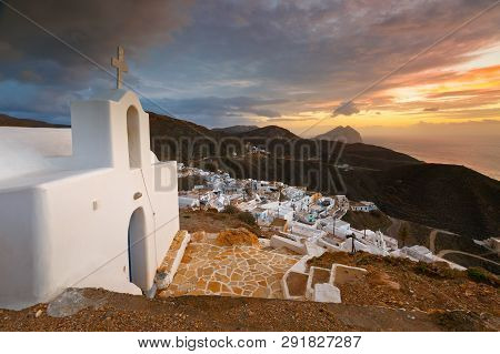 View Of Chora Village On Anafi Island In Greece.