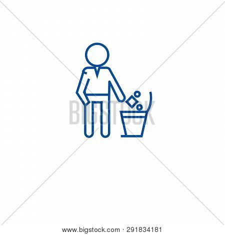 Throwing Garbage In A Bin Line Icon Concept. Throwing Garbage In A Bin Flat  Vector Symbol, Sign, Ou