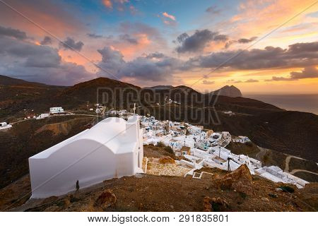 View Of Chora Village On Anafi Island In Greece.