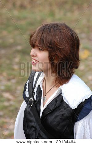 KIEV, UKRAINE - SEP 19: Participant of Festivale of medieval costume wears historical costume Sep 19, 2010 in Kiev, Ukraine