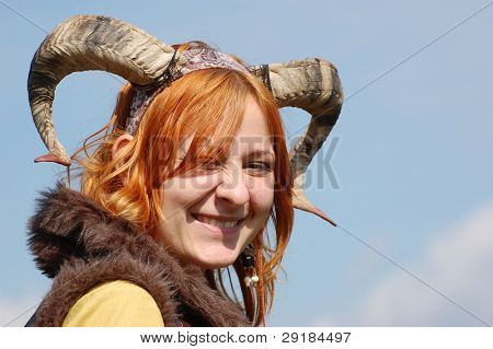 KIEV, UKRAINE - SEP 19: Participant of Festivale of medieval costume wears historical costume September 19, 2010 in Kiev, Ukraine
