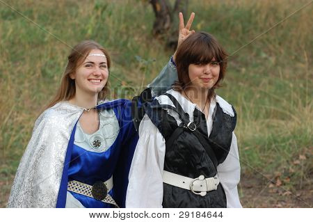 KIEV, UKRAINE - SEPT 19: Participants of Festivale of medieval costume wear historical costume Sep 19, 2010 in Kiev, Ukraine