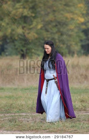 KIEV, UKRAINE - SEPT 19: Unidentified participant of Festivale of medieval costume wears historical costume Sep 19, 2010 in Kiev, Ukraine