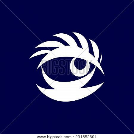 Illustration Of Abstract Eye Icon. Isolated On Dark-blue Background. Sketch For Tattoo, Hipster T-sh