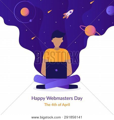 Happy Webmasters Day. The 4th Of April. Holiday Card. Flat Vector Illustration.