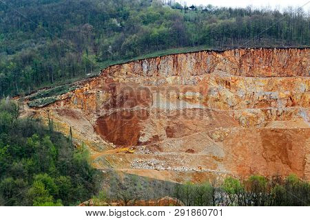 Quarry In Mountain Digging For Raw Material