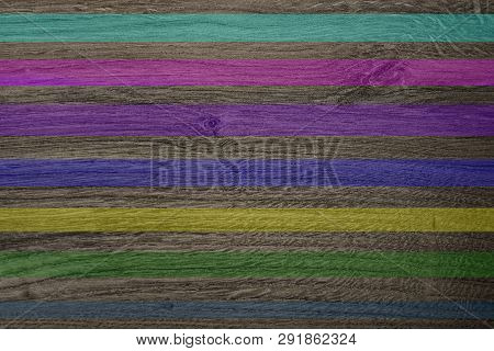 Detail Of Oak Wood With Colored Stripes. Wooden Surface Decor.detail Drawing Of Oak Wood With Colore
