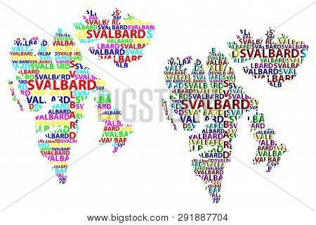 Sketch Svalbard Letter Text Map, Svalbard (kingdom Of Norway,  Norwegian Archipelago) - In The Shape