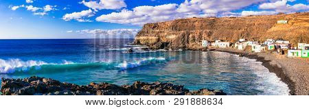 Beautiful nature and sea of Fuerteventura island. Traditional fishing village Puertito de los Molinos. Canary islands