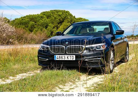 Pyrenees-orientales, France - March 9, 2019: Motor Car Bmw 520d (g30) At The Countryside.