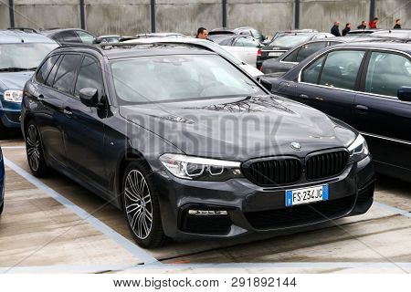 Geneva, Switzerland - March 10, 2019: Estate Motor Car Bmw 5-series (g31) In The City Street.