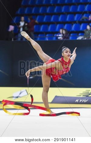 Kyiv, Ukraine - March 16, 2019:  Nastasya Generalova (usa) Performs At Deriugina Cup Grand Prix (rhy