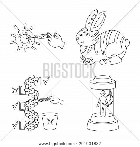 Vector Illustration Of Genetic And Science Sign. Set Of Genetic And Organic Stock Symbol For Web.