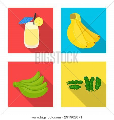 Vector Design Of Natural And Vegetarian Symbol. Set Of Natural And Eating Vector Icon For Stock.