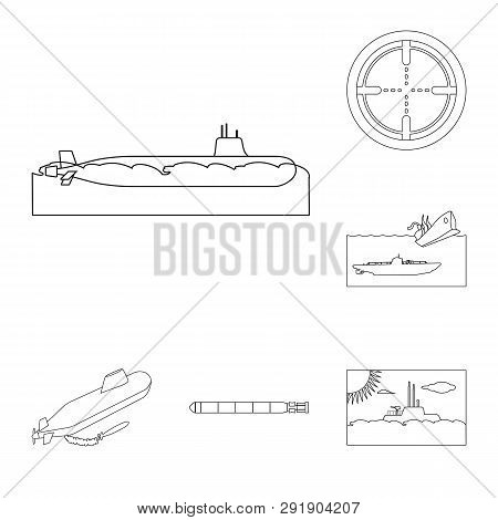 Vector Illustration Of Boat And Navy Logo. Set Of Boat And Deep   Vector Icon For Stock.