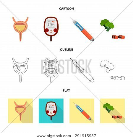 Vector Design Of Diet And Treatment  Icon. Set Of Diet And Medicine Stock Symbol For Web.